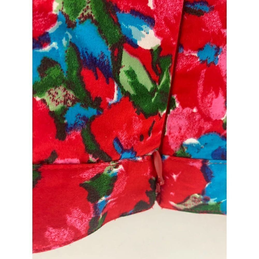 Cottagecore Talbots Petites Floral Print Skirt Lined Red Blue - Size 12P - Picture 6 of 8